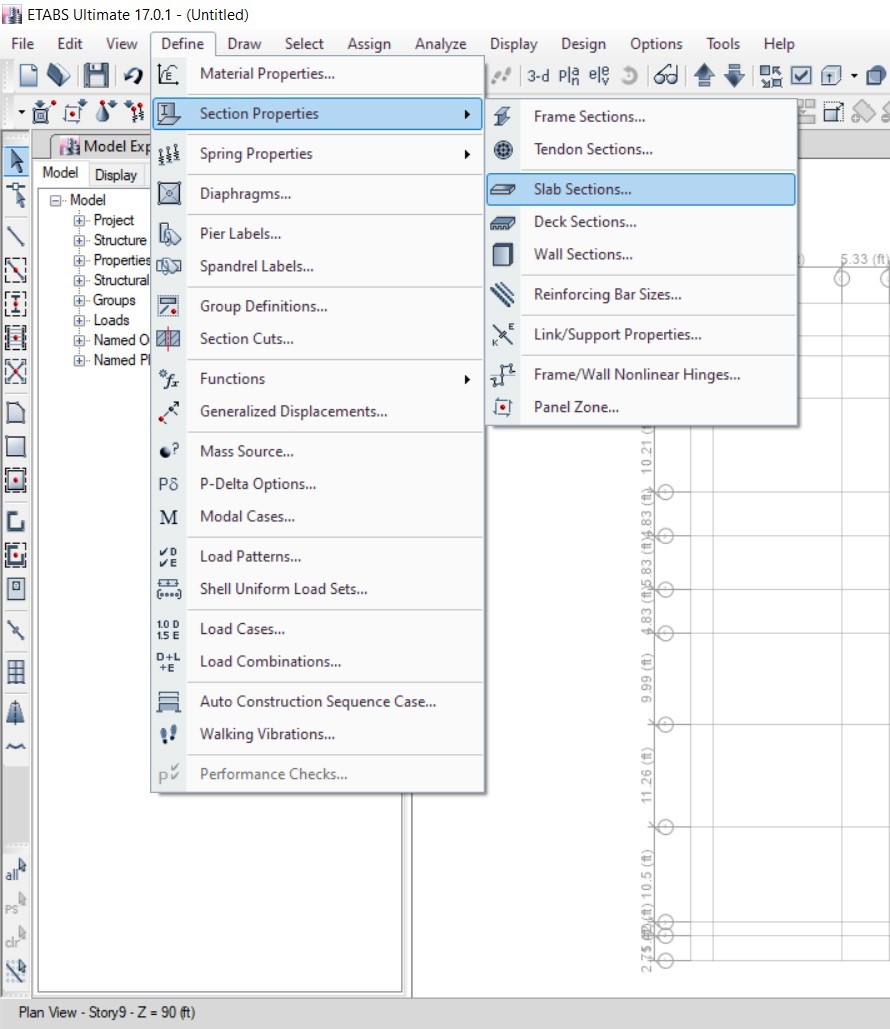 এখন আমরা Slab Section Define করব,